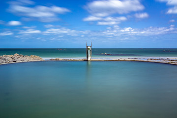 Swimming pool on beach, Saint-Quay-Portrieux, Bretagne (Brittany), France
