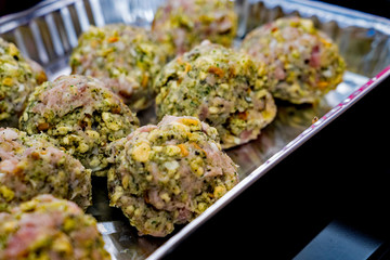 Close up of stuffing balls