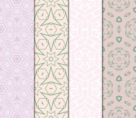 Set Of Decorative Floral Ornament. Seamless Pattern. Vector Illustration. Tribal Ethnic Arabic, Indian, Motif. For Interior Design, Color Wallpaper.