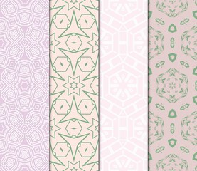 Set Of Decorative Floral Ornament. Seamless Pattern. Vector Illustration. Tribal Ethnic Arabic, Indian, Motif. For Interior Design, Color Wallpaper.