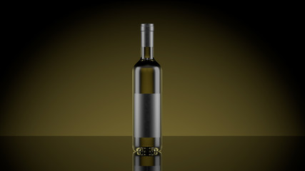 White wine with blank dark label 3D illustration