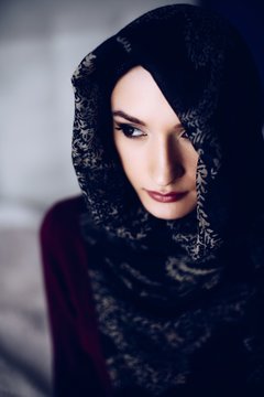 Mysterious beautiful middle eastern ethnicity woman