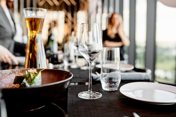 Photo of glass with water on the table