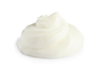 Delicious sour cream on white background. Dairy product