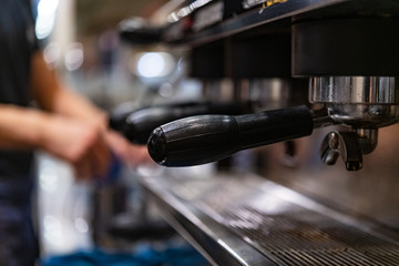 Coffee espresso machinery bartender at work