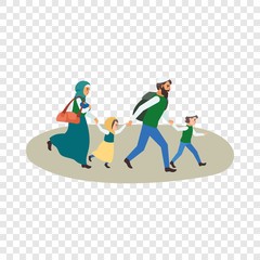 Refugee family icon. Flat illustration of refugee family vector icon for web design