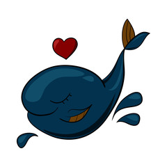 pretty whale with heart