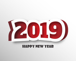 Happy new year 2019. Greetings card. Colorful design. Vector illustration.