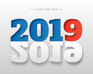 Happy new 2019 year. Greetings card. Colorful design. Vector illustration.
