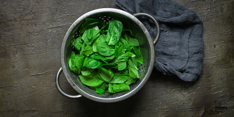 spinach (green petals). top food background
