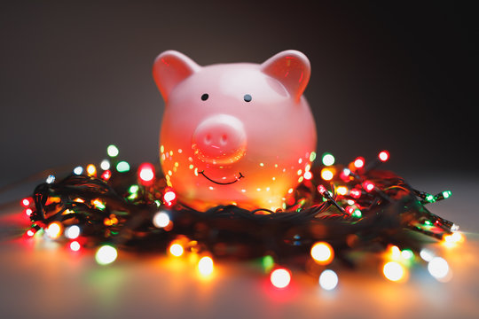 New Year garland lights pig