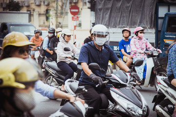 Motocicletas en Hanoi, Vietnam.