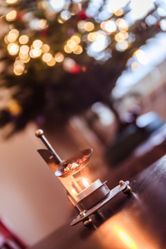 Candle with incense, aroma, Christmas time
