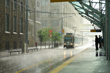 Rain in Calgary city, Canada