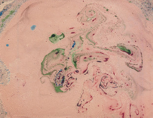 Stains of paint on paper. The texture of the splashes and spots of paint. EBRU- Ancient oriental drawing technique. Chaotic abstract organic design. Marbleized.