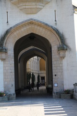 Fototapeta na wymiar Entrance and corridor to courtyard of Hluboká nad Vltavou castle, Czech republic