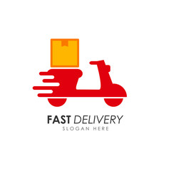 scooter delivery services logo design. courier logo design template