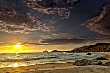 Sun Rays at Sunset on Beach