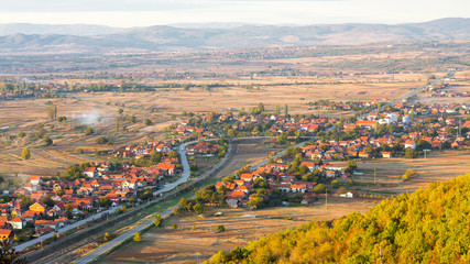 View of the Valley of Nis Outside of the City Overlooking Small Village and the Road