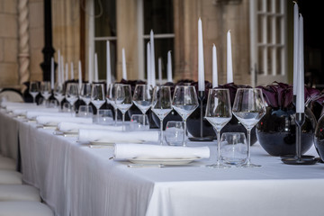 Expensive and beautiful table setting in luxury restaurants