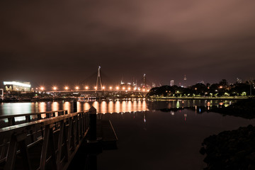Fototapeta na wymiar jetty and city views at night