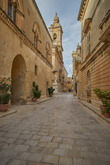 Fototapeta na wymiar Streets in the Fortified City of Mdina,