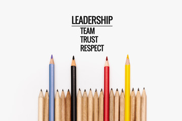Leadership business concept. color pencil on white background