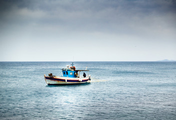 Boat in sea Crete Greece Europe