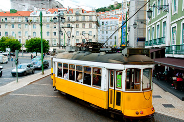 Naklejka na ściany i meble Public Tramcar - Lisbon - Portugal