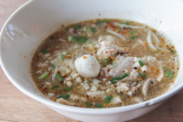 Spicy TOM YAM pork noodle soup
