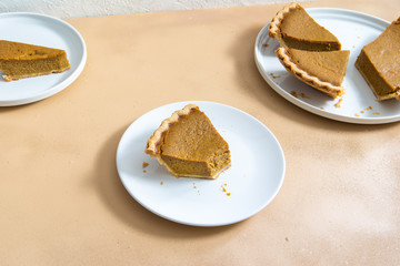 Allergen free pumpkin pie for Thanksgiving made with gluten free crust and almond milk