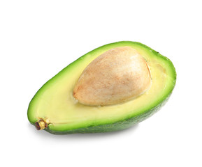 Half of avocado on white background. Natural food high in protein