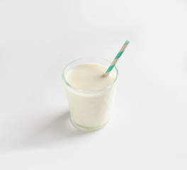 Glass of milk on white background. Natural food high in protein
