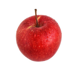 Ripe red apple with water droplets