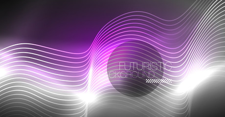 Neon lines wave background. Abstract composition