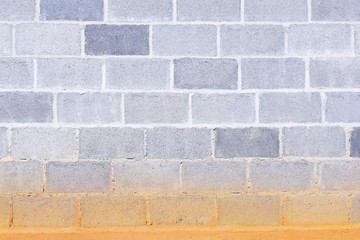 The background of a brick wall that is stained with orange dust