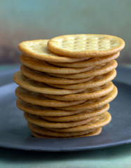 closeup of a stack of crackers