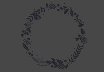 Grey ornament, floral, plant circle border template background