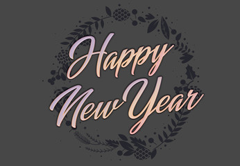 Happy New Year word gradient color and elegant emboss effect