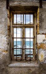 Fototapeta na wymiar Sea view from window Crete Greece Europe