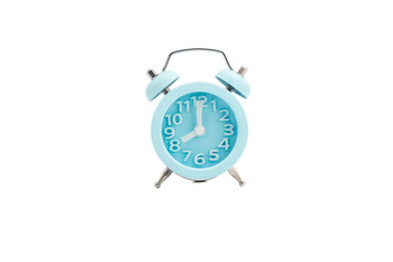 Blue Clock on white isolated background with Clipping path