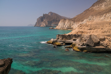 Fototapeta na wymiar Landscape from the vantage point Al Mughsayl. Oman.