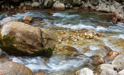 Naklejka na ściany i meble River mountain origin ecology clean water.