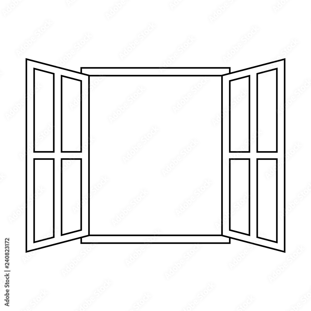 Poster icon sign open window vector outline open window frame