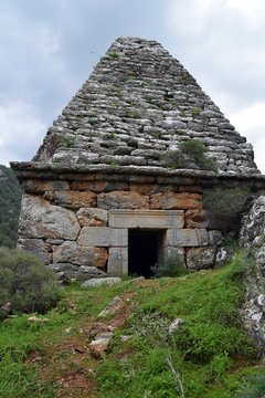 Hiking. From a hikes on the Karia trail. Turgut Castle. The Hydas Acropolis.Karia is on the way.Turgut. Mugla. Turkey. tourism in pine forest Hike Turkey