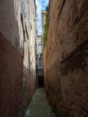 Venice, Italy. Views through the narrow pedestrian street of the town