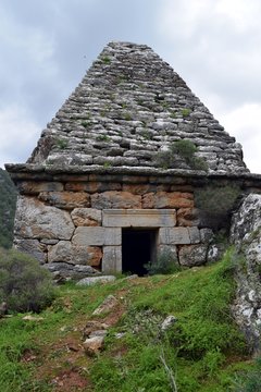 Hiking. From a hikes on the Karia trail. Turgut Castle. The Hydas Acropolis.Karia is on the way.Turgut. Mugla. Turkey. tourism in pine forest Hike Turkey