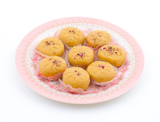 Indian Most Popular Sweet Food Variety of Peda Also Called Pedha, Peday or Pera Made By Milk, Khoya, Saffron or Other Flavours. It's a Popular Festival Food From India