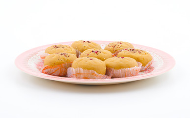 Indian Most Popular Sweet Food Variety of Peda Also Called Pedha, Peday or Pera Made By Milk, Khoya, Saffron or Other Flavours. It's a Popular Festival Food From India