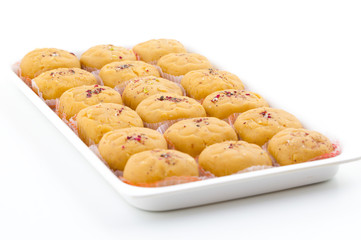 Indian Most Popular Sweet Food Variety of Peda Also Called Pedha, Peday or Pera Made By Milk, Khoya, Saffron or Other Flavours. It's a Popular Festival Food From India